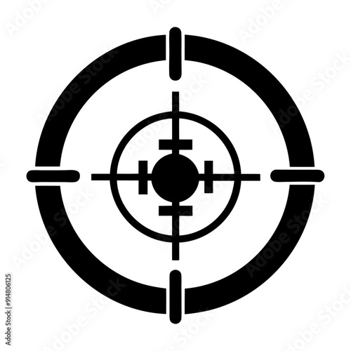 Crosshair sniper aiming gun target pointer icon, army rifle gun hunting shot pointer vector illustration