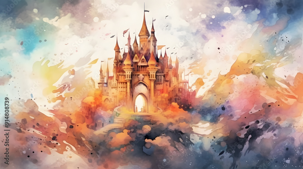 Fototapeta premium Realm fantasy watercolor style