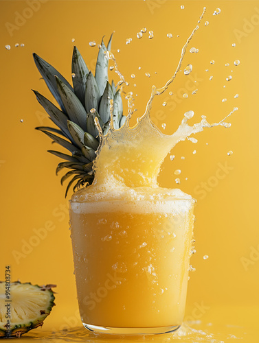 Pineapple Juice Splashing water drink photo