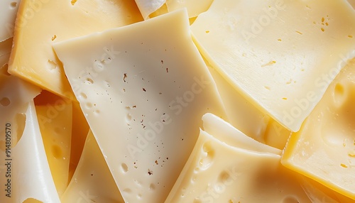 Closeup of a Stack of Sliced Cheese