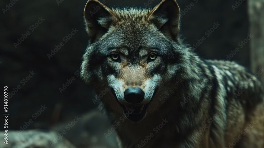 Fototapeta premium A grey wolf Canis lupus. 