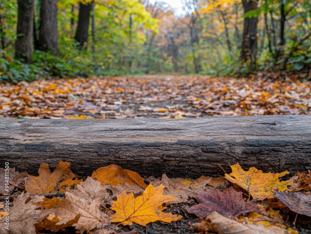 Autumn forest path with fallen leaves Autumn forest path with fallen leaves