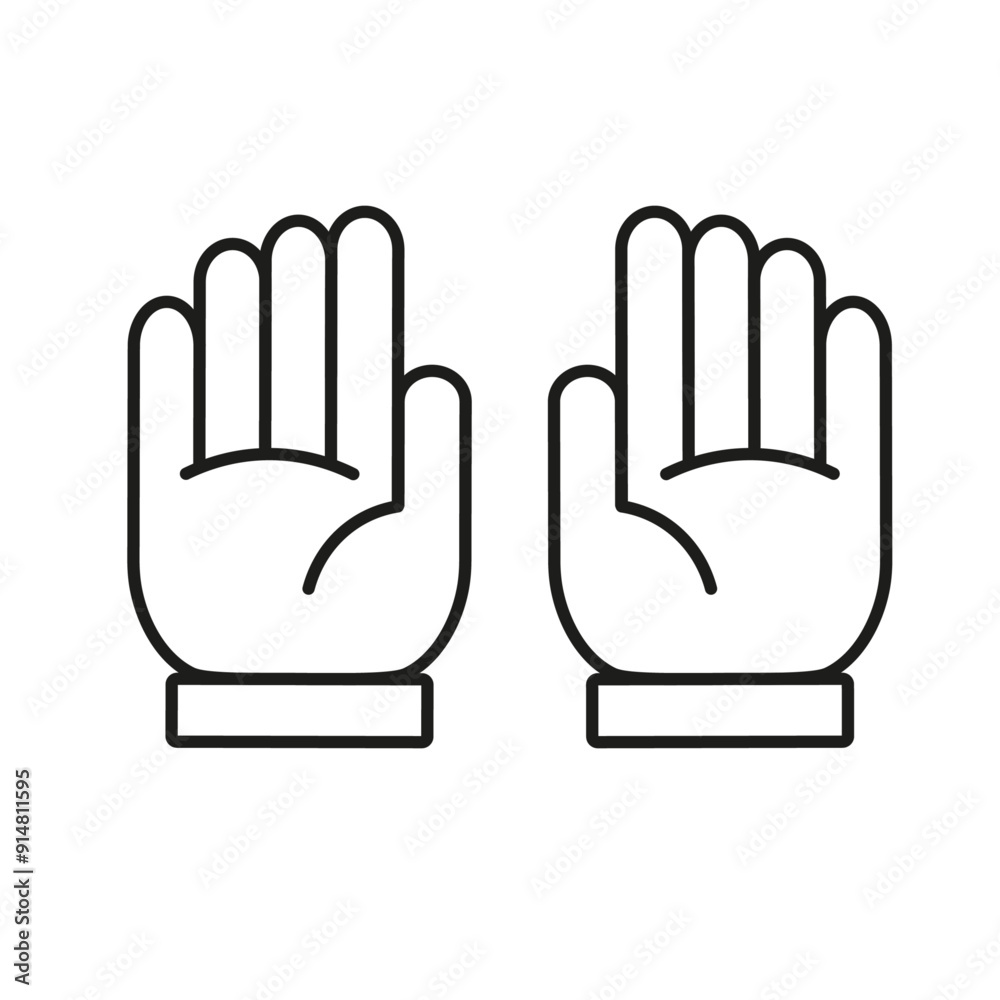 two open hands icon. human hands, palms, fingers, hand raised. pictogram. outline vector symbol. black icon two open hands icon. human hands, palms, fingers, hand raised. pictogram. outline vector symbol. black icon