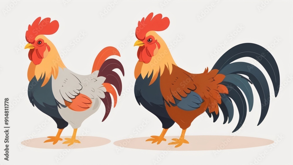 Fototapeta premium illustration of simple flat rooster