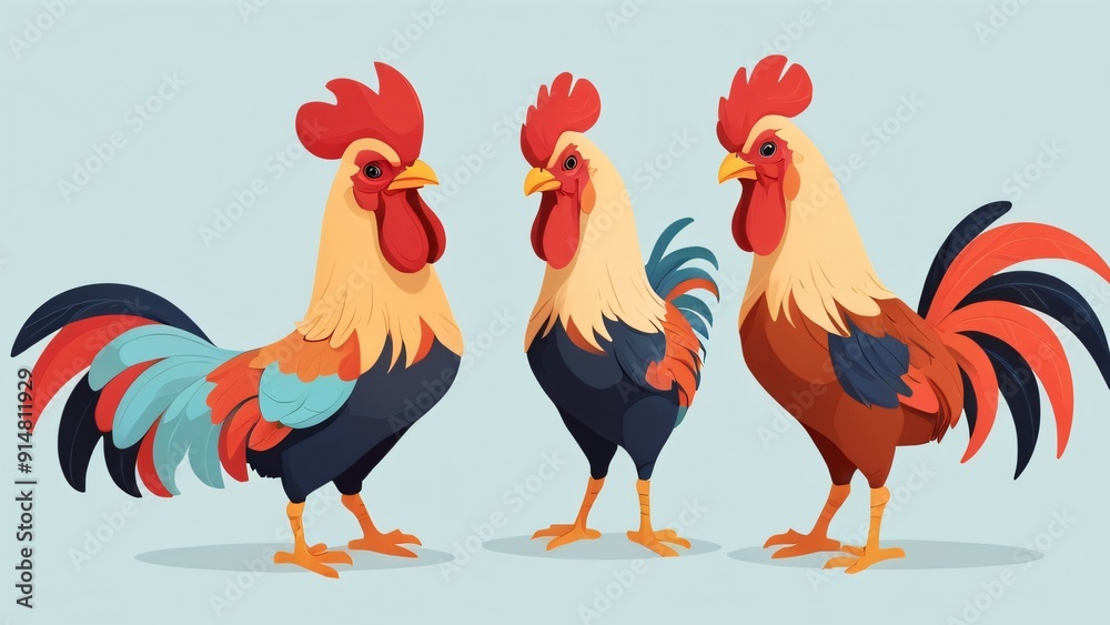 Fototapeta premium illustration of simple flat rooster