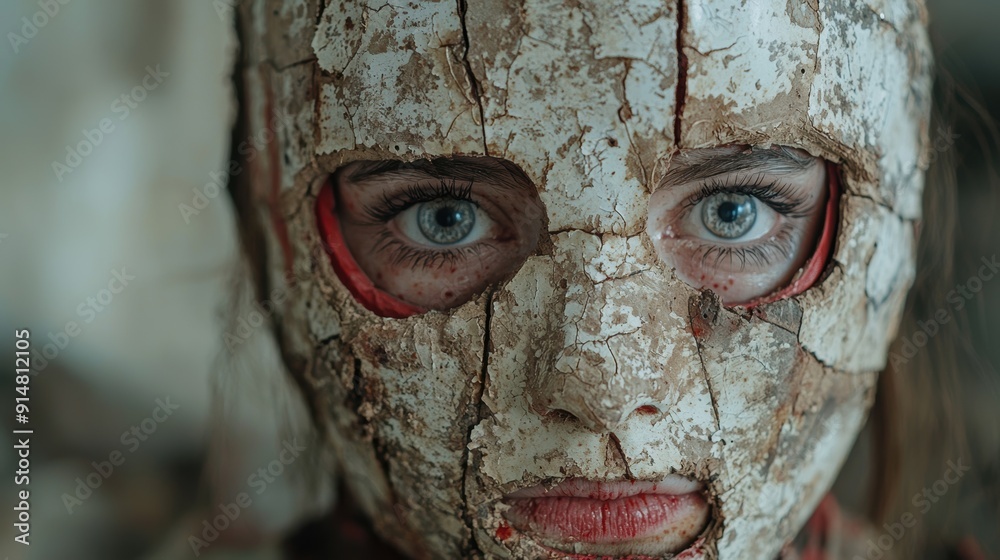 Mysterious face emerging from cracked bark Mysterious face emerging from cracked bark