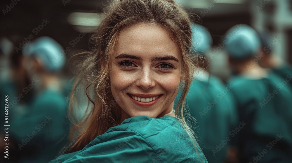 Fototapeta premium Doctors, A Medical Nurse, And A Surgeon In A Heartfelt Embrace