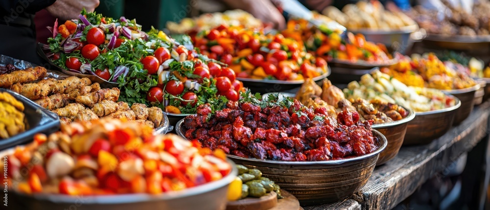 Obraz premium Food festival showcasing cultural celebration and culinary delights