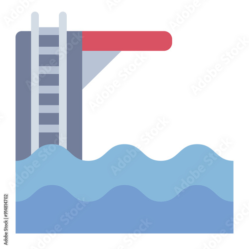 Icon of a springboard used for diving in aquatic sports.