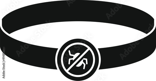 Black and white icon of a wristband protecting from insects bites