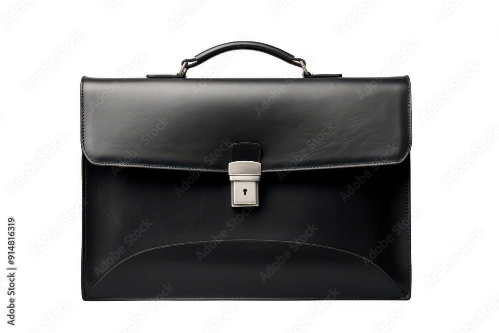 A black leather briefcase with a silver clasp A black leather briefcase with a silver clasp