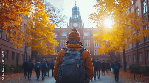 College Vibes: Motion Blur of Students Walking to Class in University Setting. Generative AI