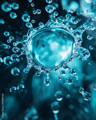 Wallpaper Mural Turquoise water droplets collision high contrast futuristick look  Torontodigital.ca