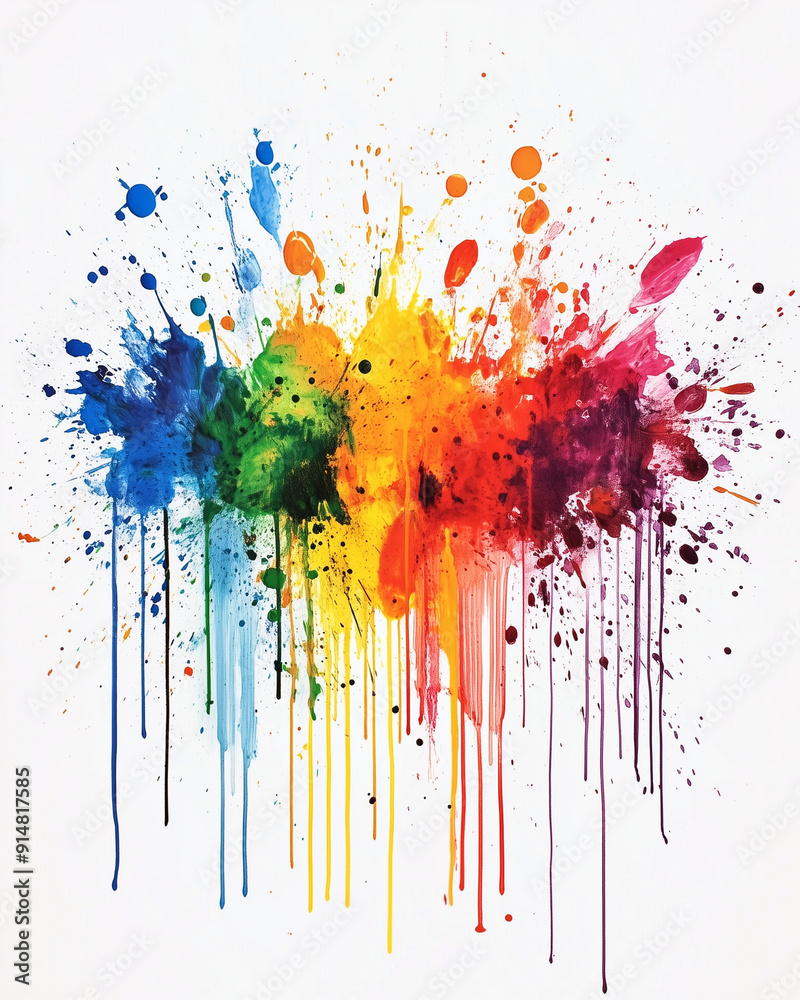 Fototapeta premium Multicolored paint splatter artistic creative