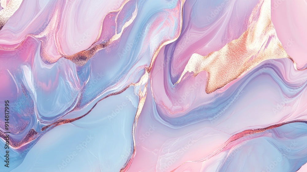Fototapeta premium Luxurious 3D marble background with pastel colors and metallic highlights, elegant design