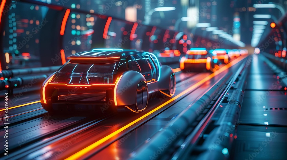 Modern futuristic city transportation systems, high-tech vehicles, urban mobility Modern futuristic city transportation systems, high-tech vehicles, urban mobility