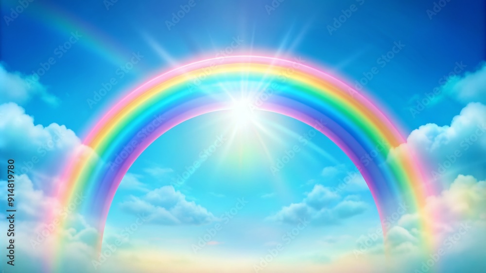 Dreamy Rainbow Arch in Sky with Clouds - Digital Illustration, Fantasy, Hope, Bright, Color, Nature, Artwork Dreamy Rainbow Arch in Sky with Clouds - Digital Illustration, Fantasy, Hope, Bright, Color, Nature, Artwork