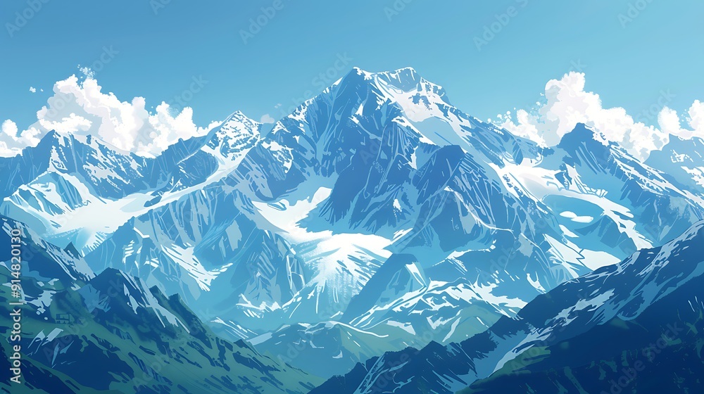 Snowy Mountain Range Under a Clear Sky Snowy Mountain Range Under a Clear Sky
