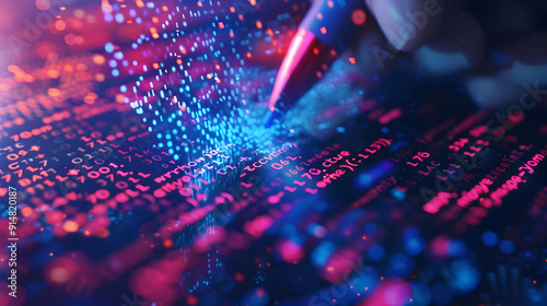 Abstract Background with Code and Bokeh Lights
