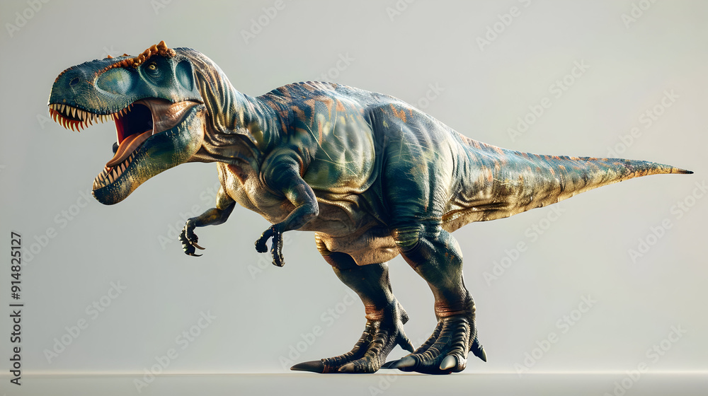 Fototapeta premium 3D Render of a Roaring Tyrannosaurus Rex Dinosaur