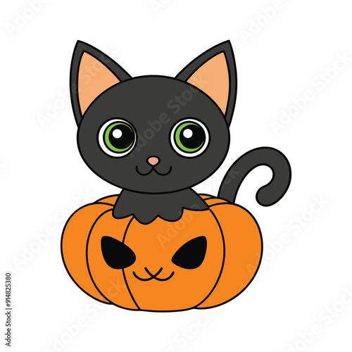 cat with pumpkin