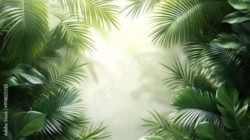 Tropical Overlay: Palm Tree Leaves Texture for Fresh Green Designs. Generative AI