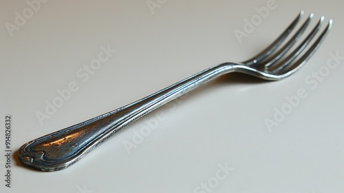 Wide-angle shot of ground fork lying flat on white background, emphasizing its design and functionality. Gardening tool concept