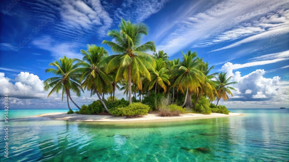 Tropical island paradise with palm trees , paradise, tropical, island, palm trees, beach, summer, travel, relaxation, vacation, exotic Tropical island paradise with palm trees , paradise, tropical, island, palm trees, beach, summer, travel, relaxation, vacation, exotic
