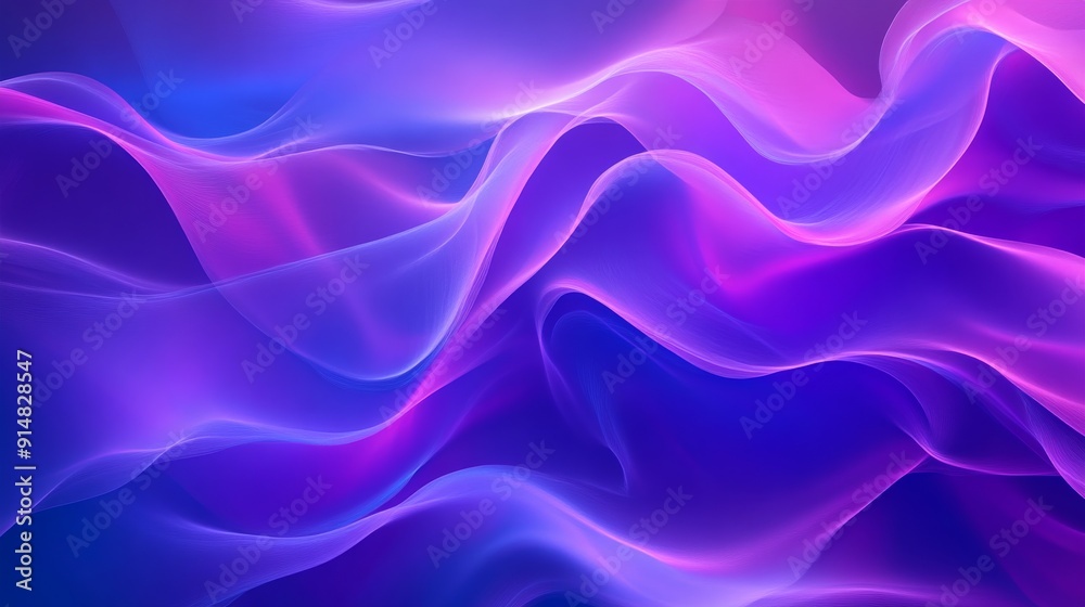 Fototapeta premium Abstract wavy neon light patterns in purple
