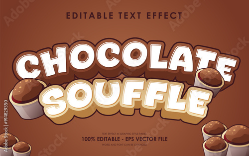 Editable Chocolate Souffle Text Effect with Illustration of Chocolate Souffle