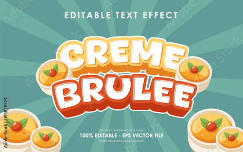 Editable Creme Brulee Text Effect with Illustration of Creme Brulee