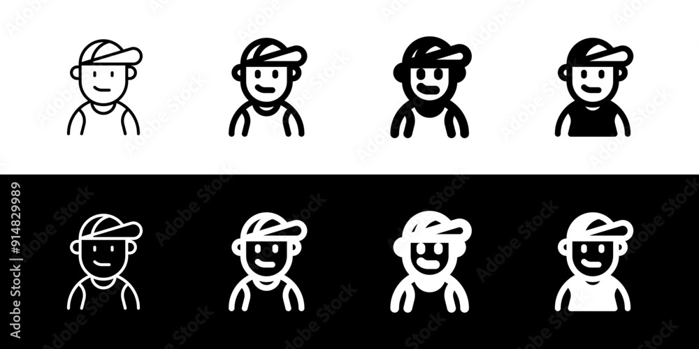 Editable person wearing tanktop, baseball cap avatar vector icon. User, profile, identity, persona. Part of a big icon set family. Perfect for web and app interfaces, presentations, infographics, etc Editable person wearing tanktop, baseball cap avatar vector icon. User, profile, identity, persona. Part of a big icon set family. Perfect for web and app interfaces, presentations, infographics, etc