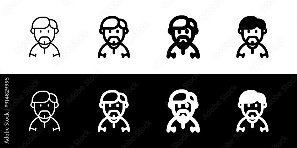 Editable beardy guy with sidecomb hairstyle avatar vector icon. User, profile, identity, persona. Part of a big icon set family. Perfect for web and app interfaces, presentations, infographics, etc Editable beardy guy with sidecomb hairstyle avatar vector icon. User, profile, identity, persona. Part of a big icon set family. Perfect for web and app interfaces, presentations, infographics, etc
