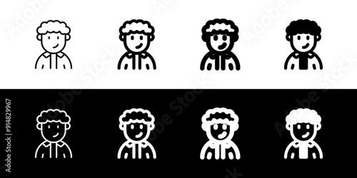 Editable person with curly hair avatar vector icon. User, profile, identity, persona. Part of a big icon set family. Perfect for web and app interfaces, presentations, infographics, etc