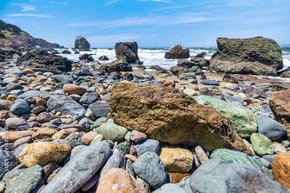 Beautiful oceanfront landscape of Mile Rock Beach, San Francisco, California, Golden Gate National Recreation Area, USA Beautiful oceanfront landscape of Mile Rock Beach, San Francisco, California, Golden Gate National Recreation Area, USA