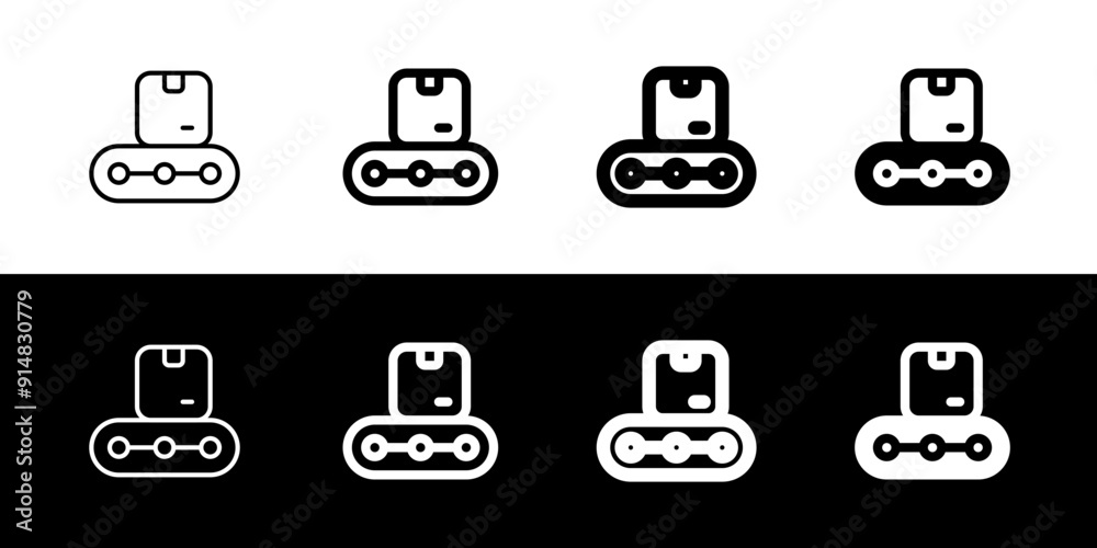 Editable package in conveyor belt vector icon. Shipping, delivery, e-commerce, transport, logistics. Part of a big icon set family. Perfect for web and app interfaces, presentations, infographics, etc Editable package in conveyor belt vector icon. Shipping, delivery, e-commerce, transport, logistics. Part of a big icon set family. Perfect for web and app interfaces, presentations, infographics, etc