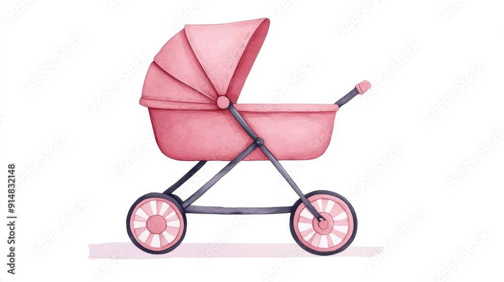 Watercolor Illustrated Smiling Baby Stroller Icon Isolated on White Background Perfect for Baby Shower Invitations Nursery Decor and Other Cute Watercolor Illustrated Smiling Baby Stroller Icon Isolated on White Background Perfect for Baby Shower Invitations Nursery Decor and Other Cute