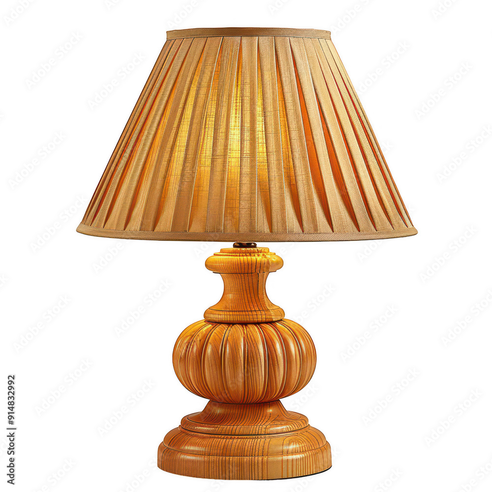 A lamp with a yellow shade sits on a white background A lamp with a yellow shade sits on a white background
