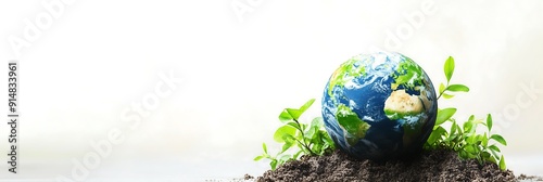 Earth day concept on white background with copy space