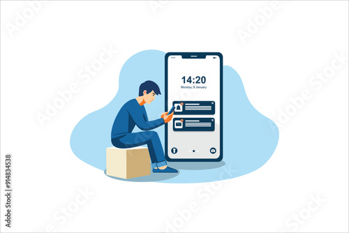 mesage notification handphone flat vector illustration
