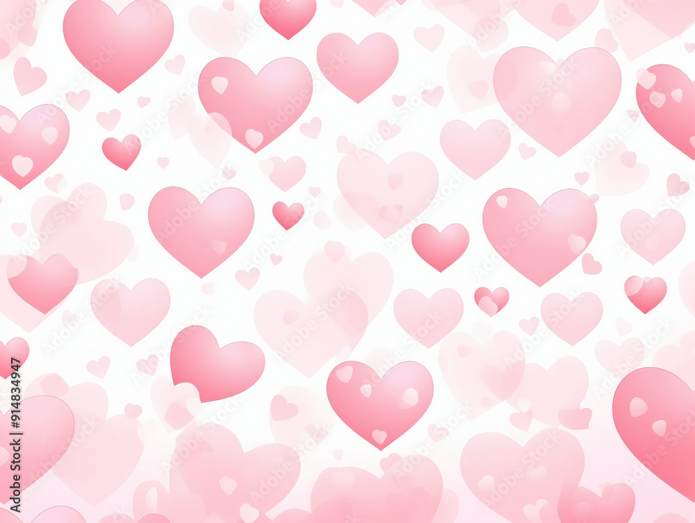 Pink white background with hearts and dots Pink white background with hearts and dots