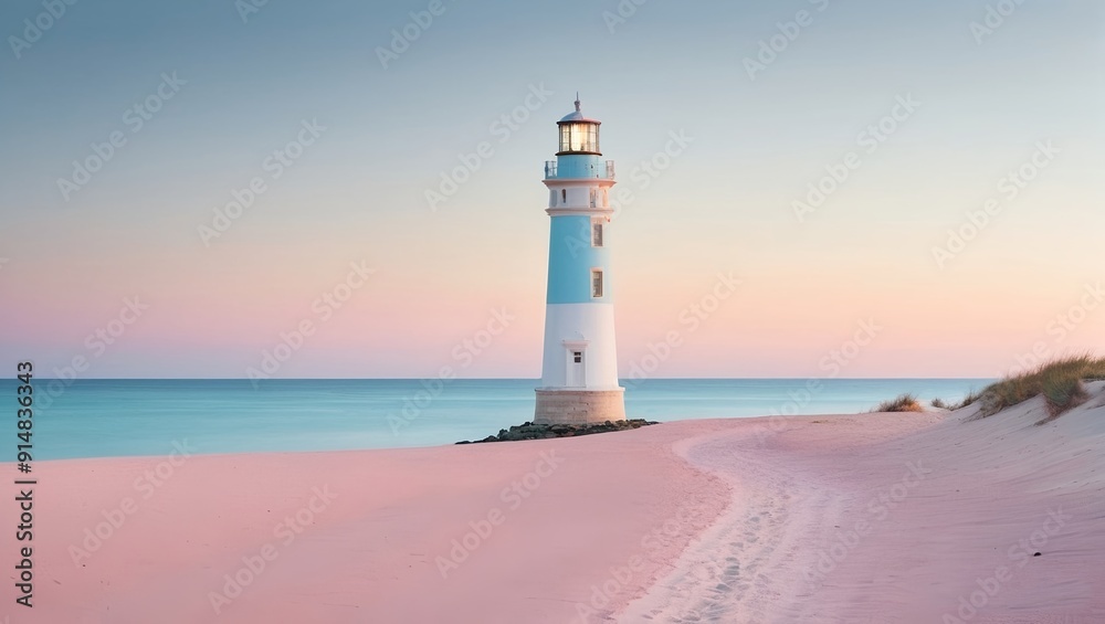 minimalist art piece seascape with a lighthouse. composition a light blue ocean that gently transitions into the sandy beach. minimalist art piece seascape with a lighthouse. composition a light blue ocean that gently transitions into the sandy beach.