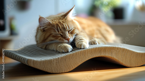 Cat scratcher with modern design.Highly detailed , 8K