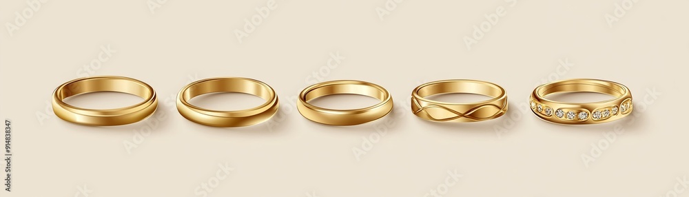 Delicate gold stacking rings with minimalist design.Vector illustrations Delicate gold stacking rings with minimalist design.Vector illustrations