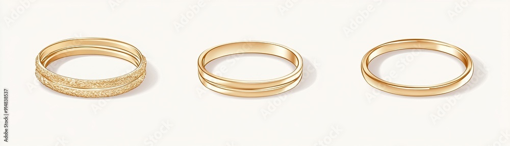 Delicate gold stacking rings with minimalist design.Vector illustrations Delicate gold stacking rings with minimalist design.Vector illustrations