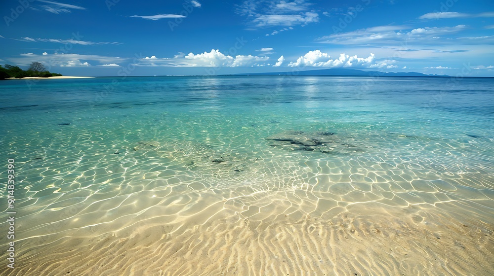 Tranquil Beach Scene with Crystal Clear Waters Tranquil Beach Scene with Crystal Clear Waters