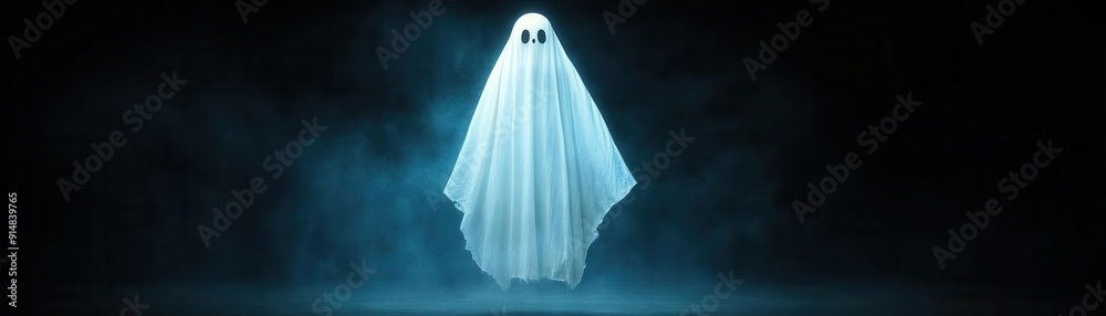 Haunted library with floating books and ghostly figures Haunted library with floating books and ghostly figures