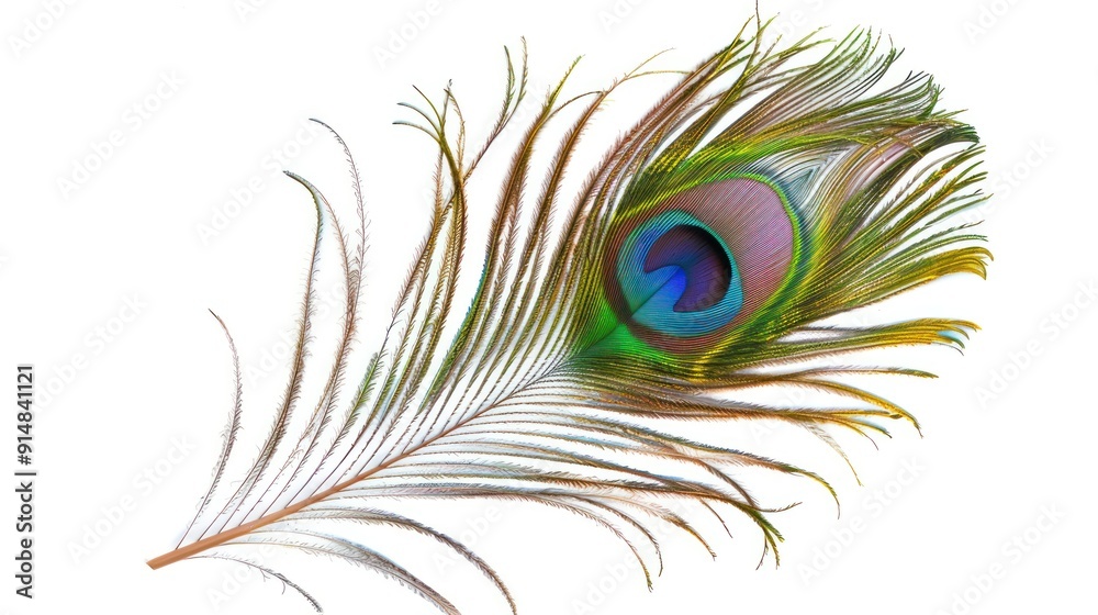 Obraz premium A Single Peacock Feather with its Eye Spot