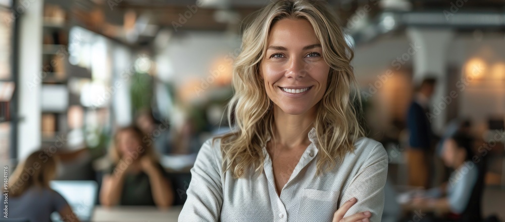 Fototapeta premium Confident Businesswoman in Modern Office Setting