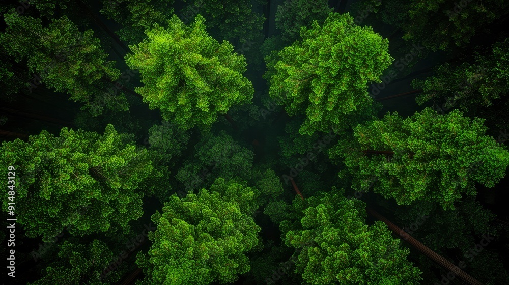 Naklejka premium Wanderlust, dense forest, towering trees Background